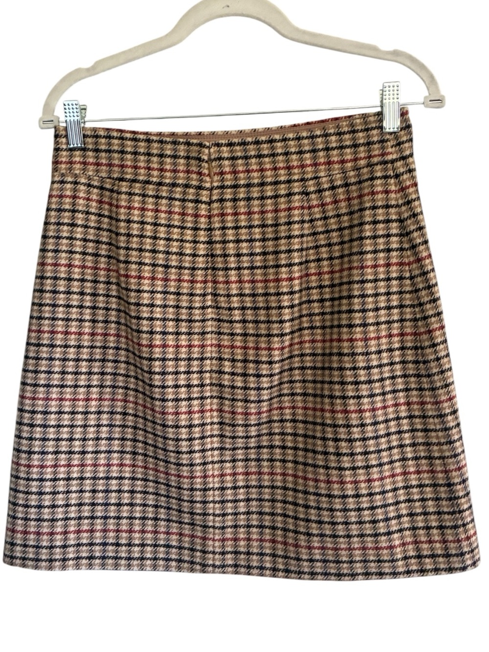 J. Crew Tan and Black Plaid Preppy Collegiate Dark Academia A-Line Skirt Sz 4 - Picture 3 of 7